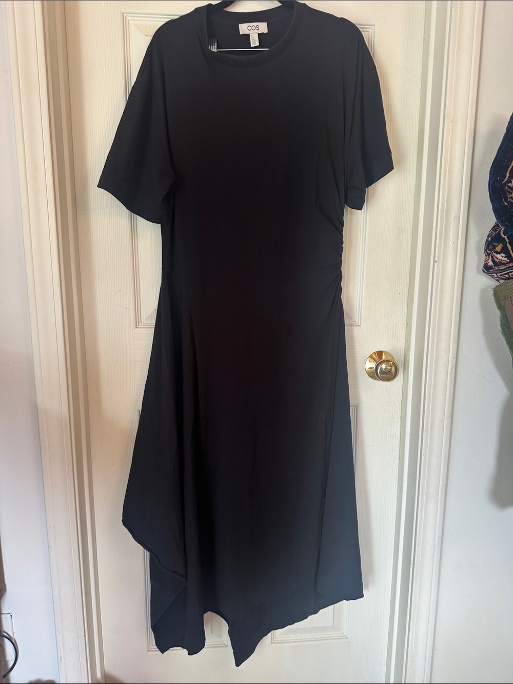 COS Black Asymmetrical Hem Midi Dress